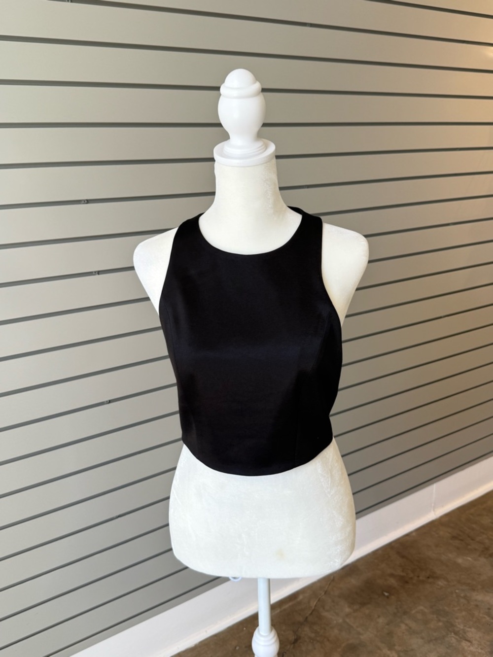 Alice + Olivia Black Satin Cropped Tank